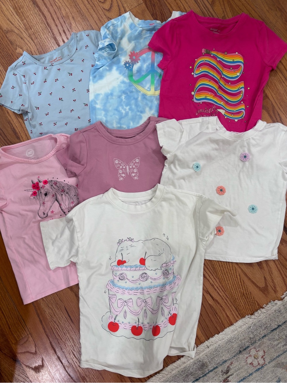 Girls' Graphic Tee Shirts Bundle Sz 6-7